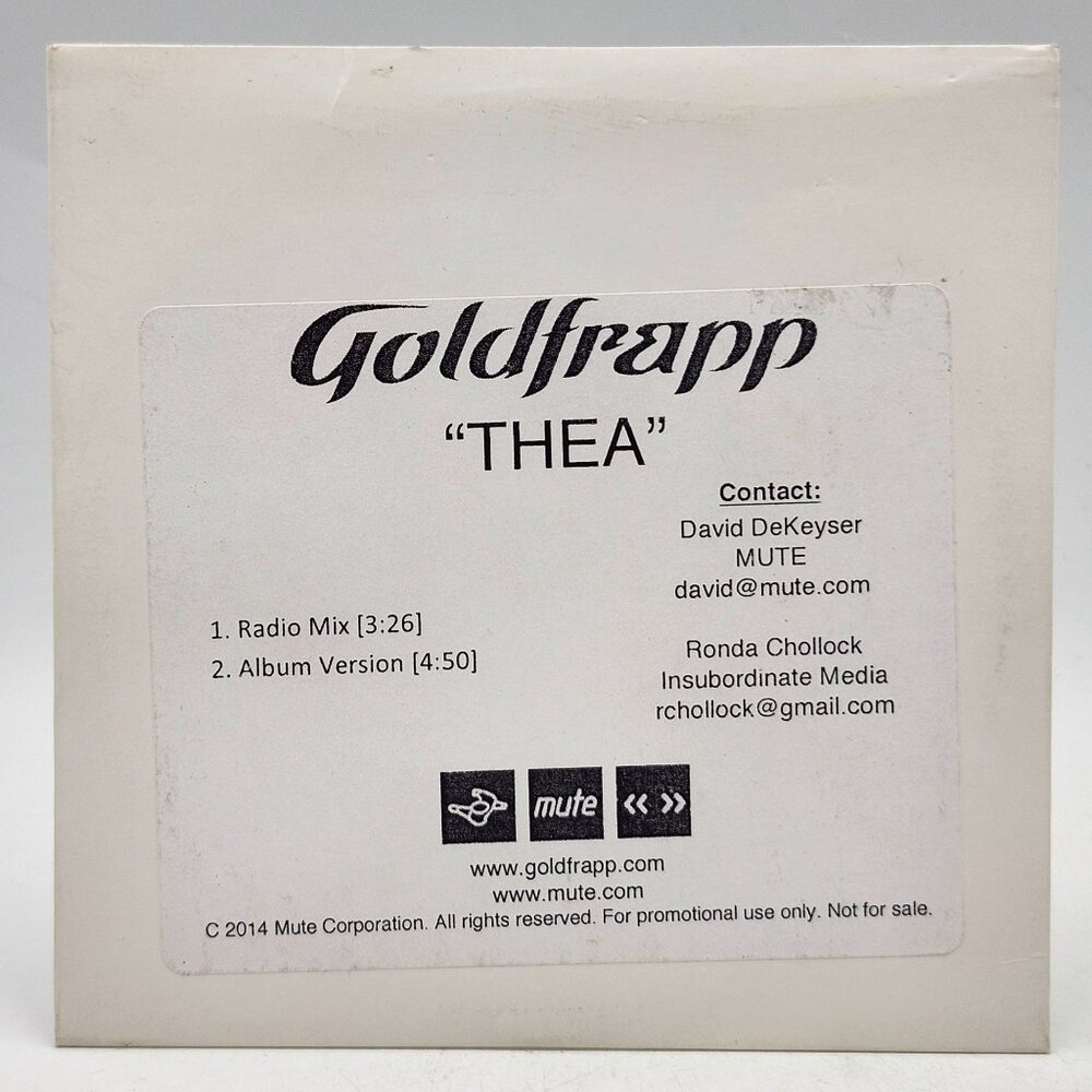 Goldfrapp Thea Promo CDr 2014 Mute Radio Mix Album Version